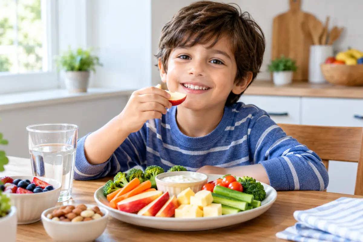 Healthy foods and water for children's dental health